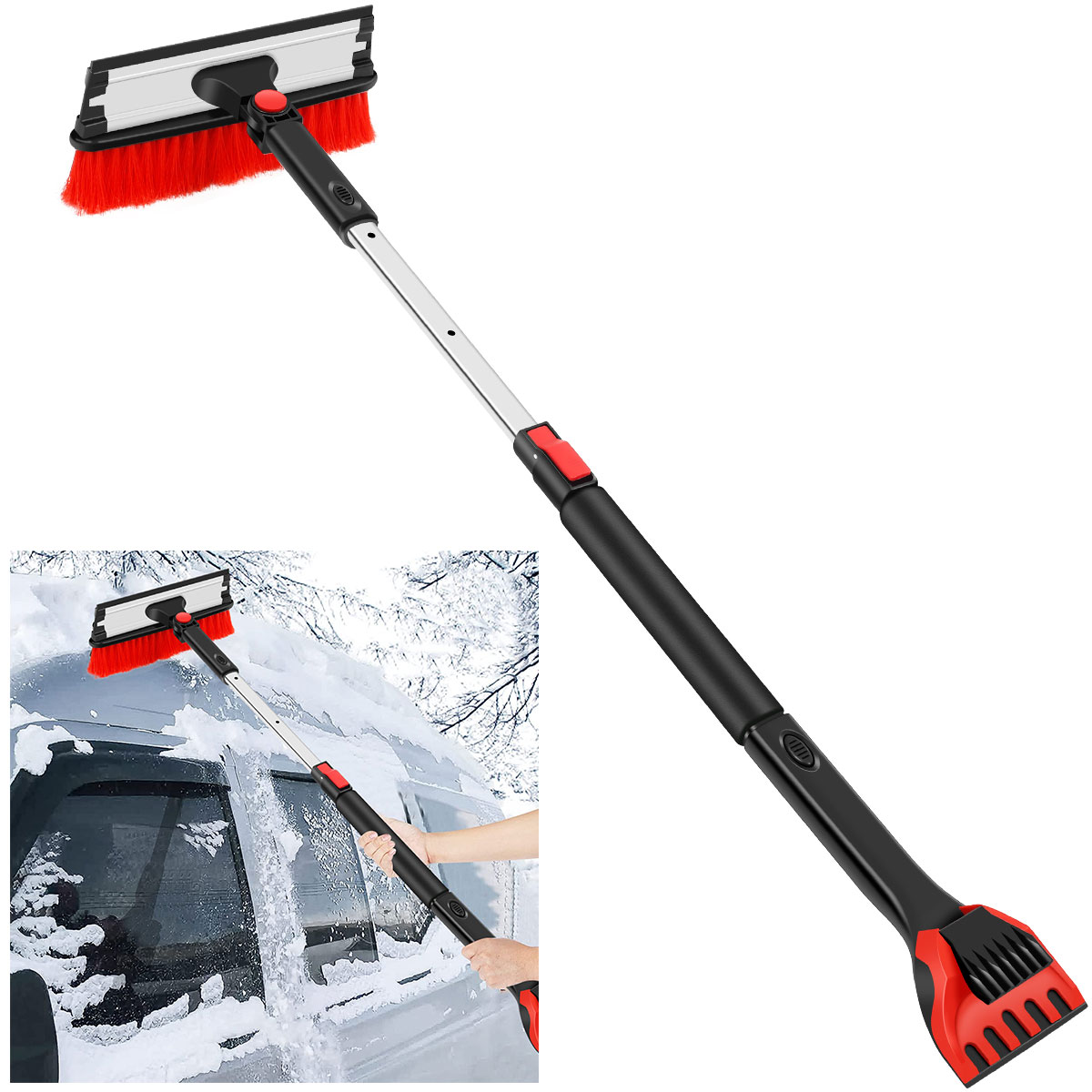 Protoiya Snow Brush and Ice Scrapers for Car Windshield 28 to 37in Extendable  Snow Scraper with Pivoting Brush Snow Squeegee Snow Removal Tool for Car  Auto Truck SUV 